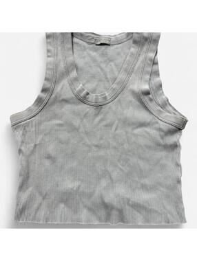 John Galt Brandy Melville Cotton Cropped Weathered Grey Blue Tank